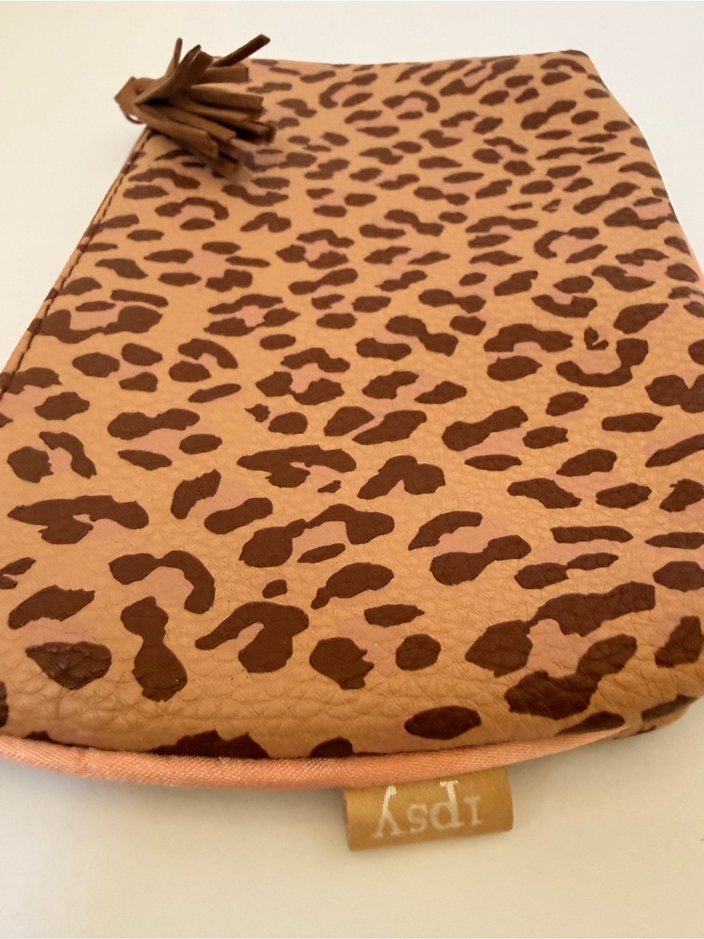 Leopard Print Tassel Clutch - Brown & Tan
